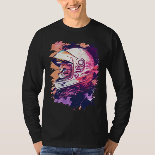 Aesthetic Vaporwave Space Cat 80s 90s Astronaut  6 Tシャツ (正面)