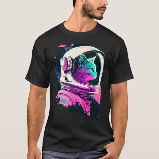 Aesthetic Vaporwave Space Cat 80s 90s Astronaut  9 Tシャツ (正面)