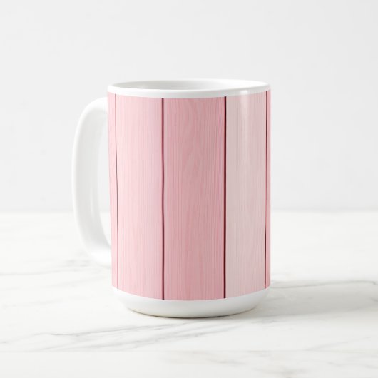 Aesthetic Vertical Wood Pattern Pink Colour コーヒーマグカップ (正面左)