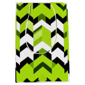 Aesthetic Vibrant Wasabi Chevron Modern Texture ミディアムペーパーバッグ (正面)