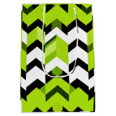 Aesthetic Vibrant Wasabi Chevron Modern Texture ミディアムペーパーバッグ (裏面)