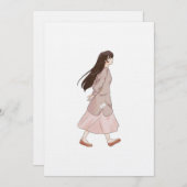 Aesthetic Walking Girl Sticker 招待状 (正面/裏面)