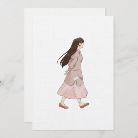 Aesthetic Walking Girl Sticker 招待状 (正面/裏面)