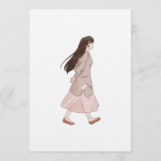 Aesthetic Walking Girl Sticker 招待状 (正面)