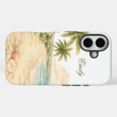 Aesthetic Watercolor Beach Custom Name Case-Mate iPhoneケース (裏面 (横))