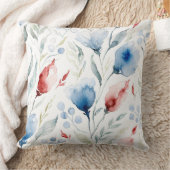 Aesthetic Watercolor Patriotic Wildflowers クッション (ブランケット)