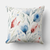 Aesthetic Watercolor Patriotic Wildflowers クッション (正面)