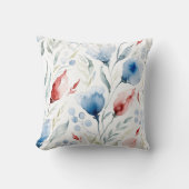 Aesthetic Watercolor Patriotic Wildflowers クッション (正面)