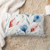 Aesthetic Watercolor Patriotic Wildflowers ランバークッション (ブランケット)