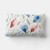 Aesthetic Watercolor Patriotic Wildflowers ランバークッション (裏面)