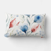 Aesthetic Watercolor Patriotic Wildflowers ランバークッション (正面)