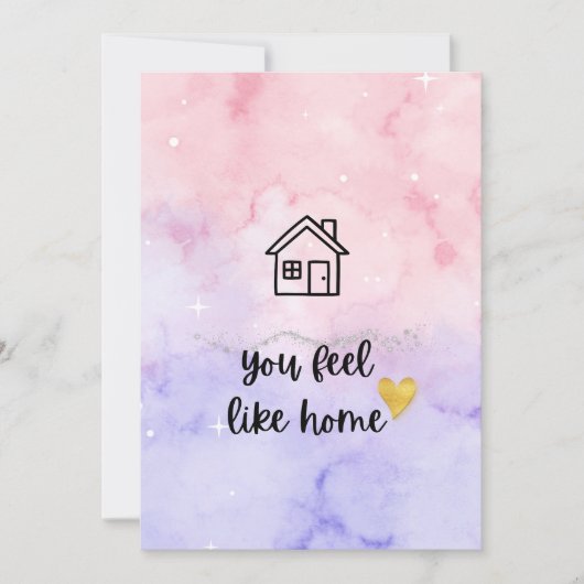 Aesthetic Watercolor "You Feel Like Home" Romantic カード (正面)