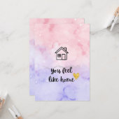 Aesthetic Watercolor "You Feel Like Home" Romantic カード (正面/裏面インサイチュ)