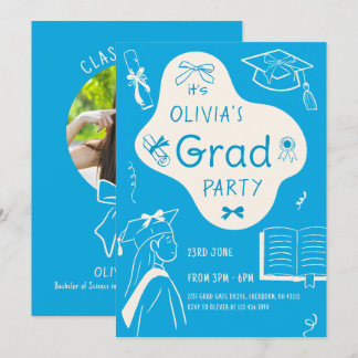 Aesthetic Whimsical Hand Drawn Graduation Party  招待状
