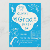 Aesthetic Whimsical Hand Drawn Graduation Party  招待状 (正面)