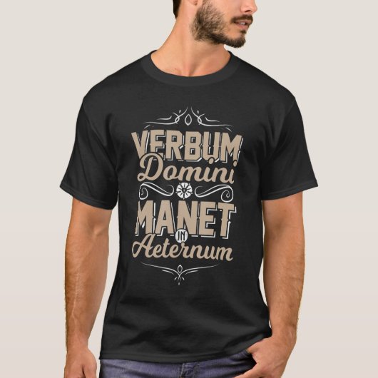 AETERNUM Lutheranのラテン語VERBUM DOMINI MANET  Tシャツ (正面)