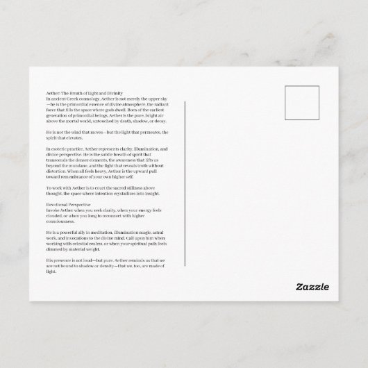 Aether Primordial Light God Postcard ポストカード (裏面)
