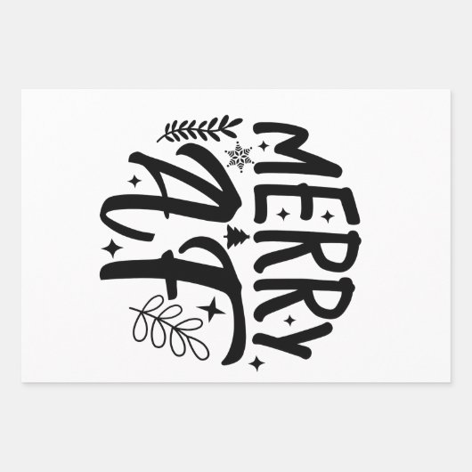 Afメリークリスおもしろいススノーフレーククリスマス ラッピングペーパーシート (正面)