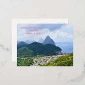 AFAはがきSoufriere、セントルシア 箔シーズンポストカード (正面/裏面)