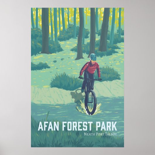 Afan Forest Park Mountain Biking Travel Poster ポスター (正面)
