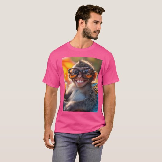 Affe mit Sonnenbrille – Sommer-Vibes Design Tシャツ (正面フル)