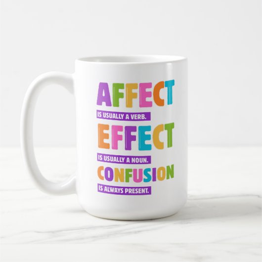 Affect vs Effect文法 – WordおもしろいおたくGift コーヒーマグカップ (左)