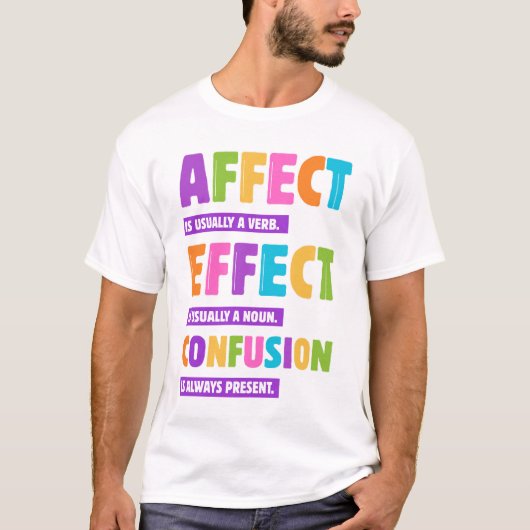 Affect vs Effect文法 – WordおもしろいおたくGift Tシャツ (正面)