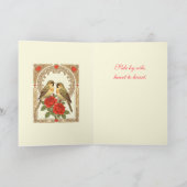 Affectionate Birds and Red Roses Art Nouveau カード (内部)