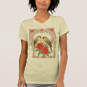 Affectionate Birds and Red Roses Art Nouveau Tシャツ (正面)