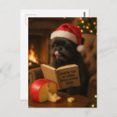Affenpinscher 'Cheese Tax' Christmas postcard ポストカード (正面/裏面)