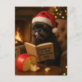 Affenpinscher 'Cheese Tax' Christmas postcard ポストカード