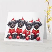 Affenpinscher Christmas Dress Santa Hat カード (黄色い花)