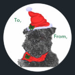 Affenpinscher Christmas Packageスタンプ ラウンドシール<br><div class="desc">サンタ帽と赤いスカーフにホリーの装飾が施され、すべての休日のために飾り付けられた言葉には可愛すぎる。我々は素晴らしいアフェンピンシェのクリスマスギフトを持っている全てのアフェンピンシェの所有者のために。今年は早いクリスマスのプレゼントを用意しよう。Affenpinscher休日衣服、affenpinscherオーナメント、affenpinscherクリスマスカード、およびaffenpinscher愛好家のための他の素晴らしいクリスマスギフト。</div>