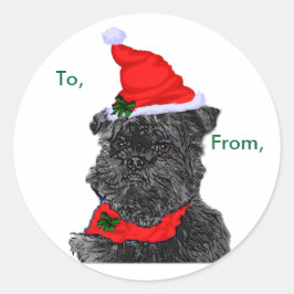Affenpinscher Christmas Packageスタンプ ラウンドシール