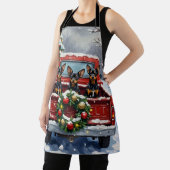 Affenpinscher Christmas Red Truck Holiday エプロン (インサイチュ)