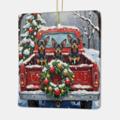 Affenpinscher Christmas Red Truck Holiday セラミックオーナメント (左)