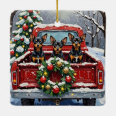 Affenpinscher Christmas Red Truck Holiday セラミックオーナメント (裏面)