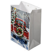 Affenpinscher Christmas Red Truck Holiday ミディアムペーパーバッグ (正面アングル)