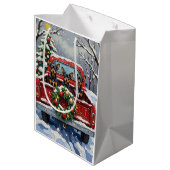 Affenpinscher Christmas Red Truck Holiday ミディアムペーパーバッグ (裏面アングル)