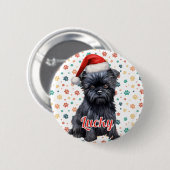 Affenpinscher Dog Christmas 缶バッジ (正面&裏面)