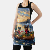 Affenpinscher Dog Christmas Boat Holiday エプロン (インサイチュ)