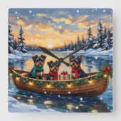 Affenpinscher Dog Christmas Boat Holiday スクエア壁時計 (正面)