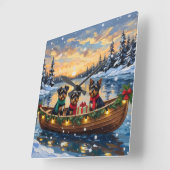 Affenpinscher Dog Christmas Boat Holiday スクエア壁時計 (傾斜)
