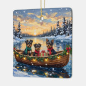 Affenpinscher Dog Christmas Boat Holiday セラミックオーナメント (左)