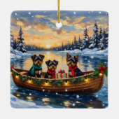 Affenpinscher Dog Christmas Boat Holiday セラミックオーナメント (裏面)