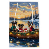 Affenpinscher Dog Christmas Boat Holiday ミディアムペーパーバッグ (正面)