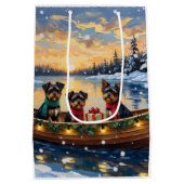 Affenpinscher Dog Christmas Boat Holiday ミディアムペーパーバッグ (裏面)