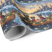 Affenpinscher Dog Christmas Boat Holiday ラッピングペーパー (ロールコーナー)