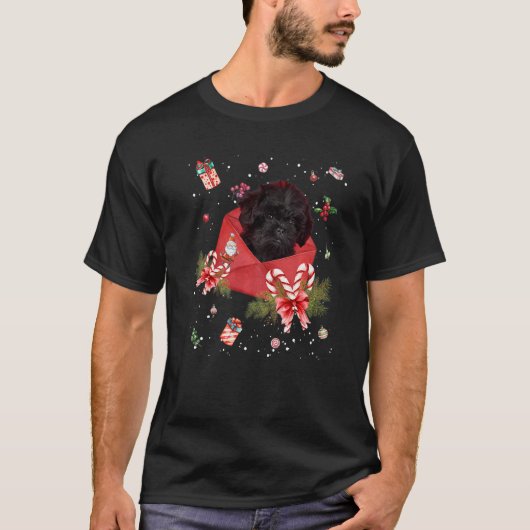 Affenpinscher Dog In Christmas Card Ornament Pajam Tシャツ (正面)