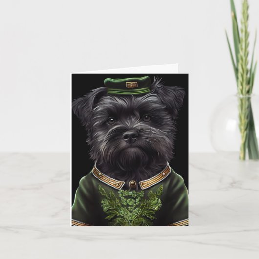 Affenpinscher dog in St. Patrick's Day Dress カード (正面)